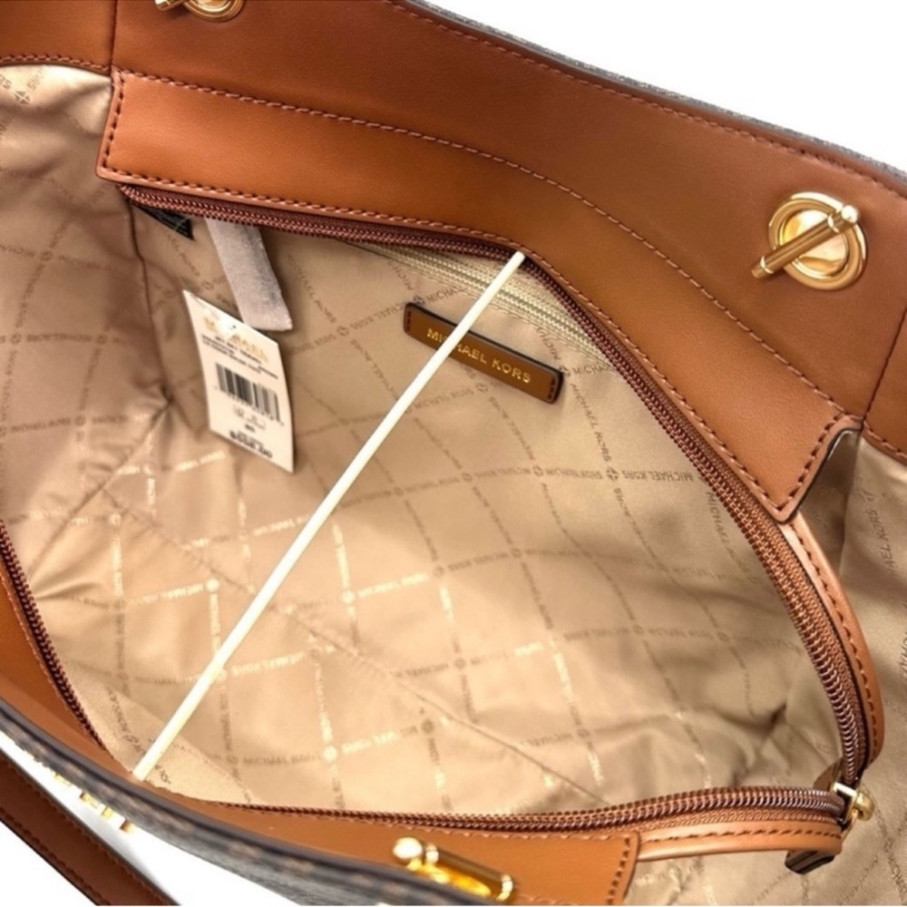 Michael Kors Large Jet Set Travel Chain Shoulder Bag & Trifold Wallet Brown - Picture 9 of 14